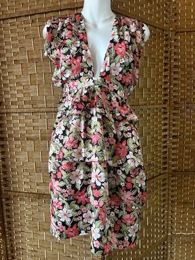 Outerknown NWT Floral Plunge Neck Ruffle Dress Size 2